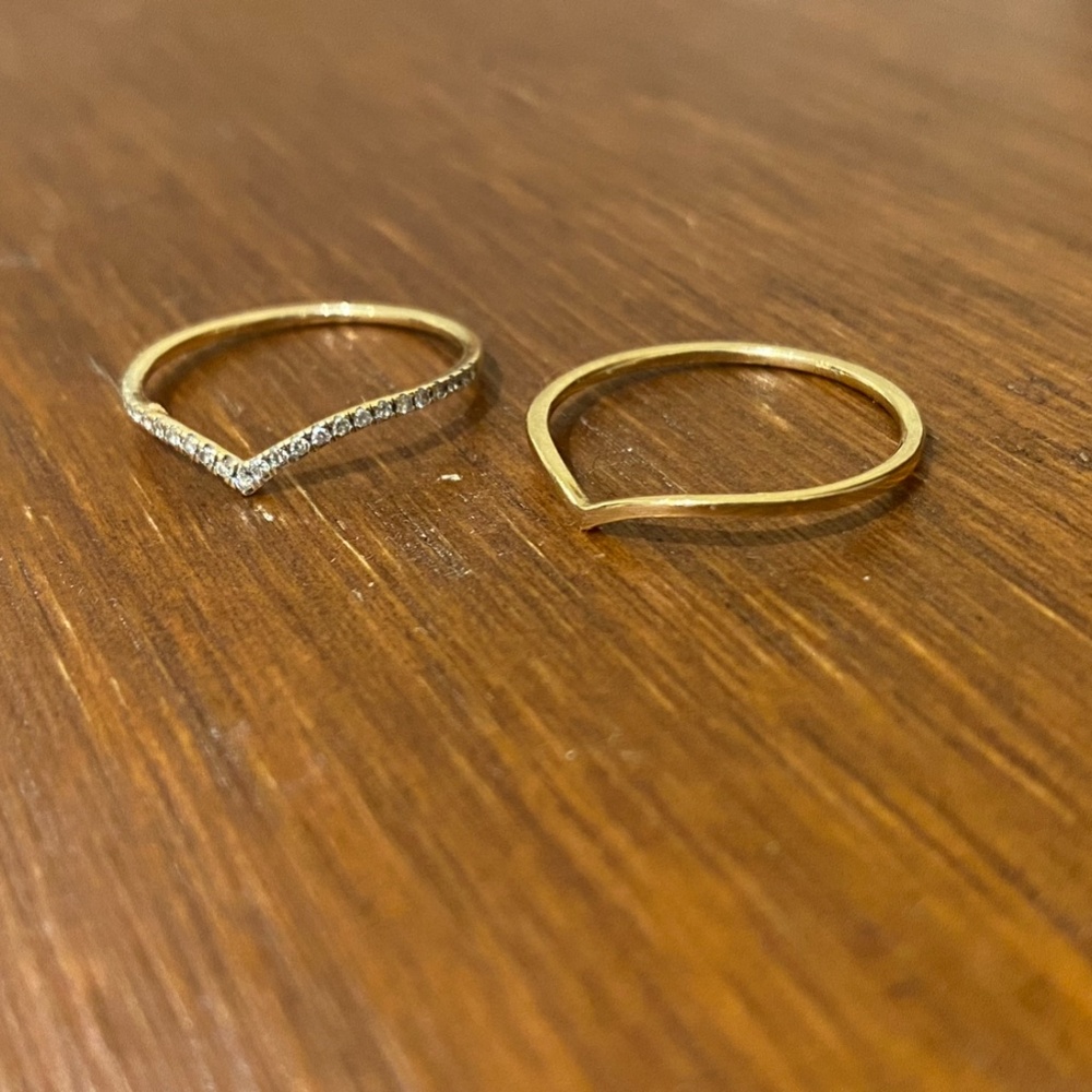 Mejuri Wishbone Stacker Rings - Size 7 - 14k gold and diamond